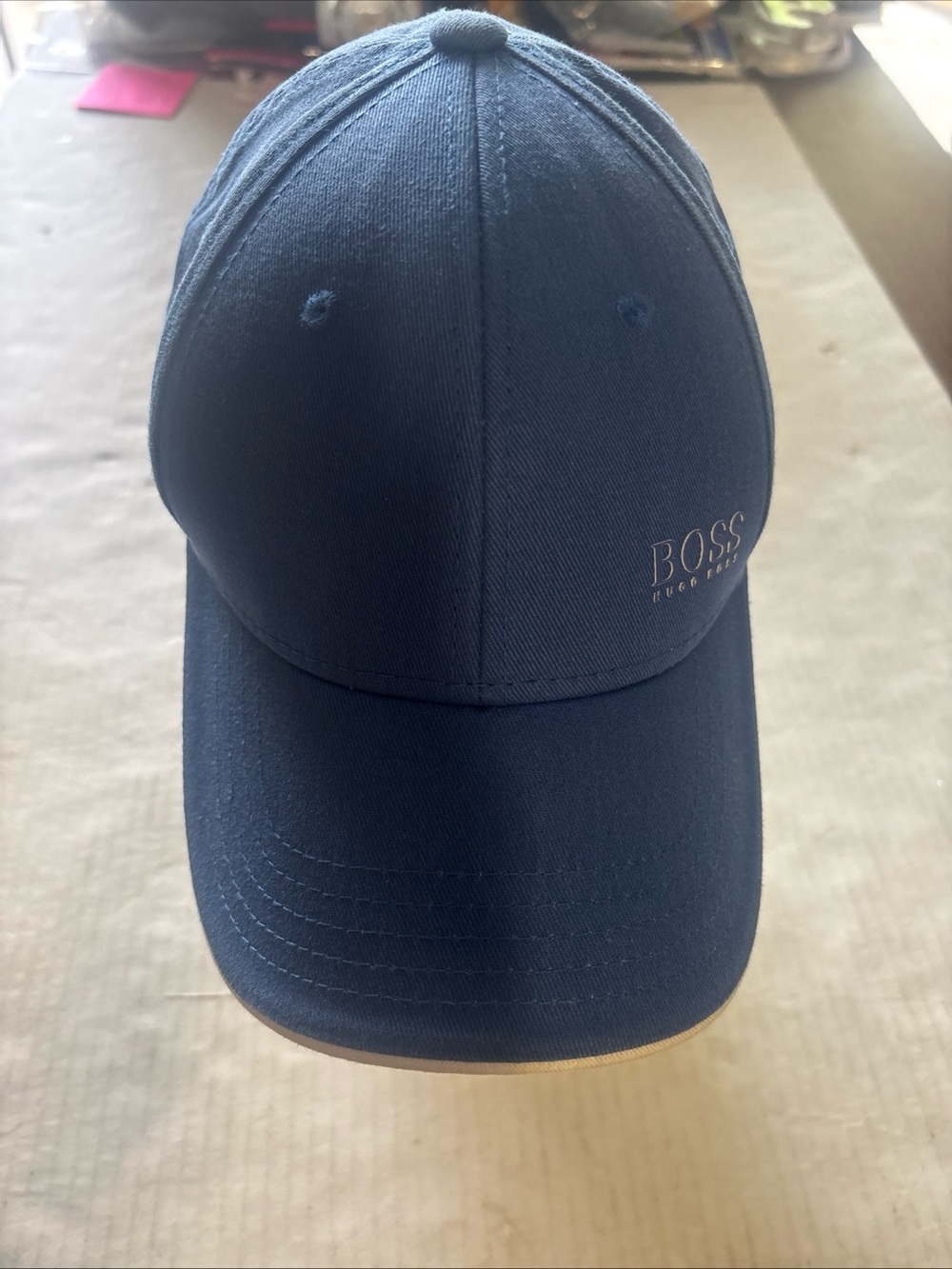 HUGO BOSS Navy Baseball Cap with Embossed Logo